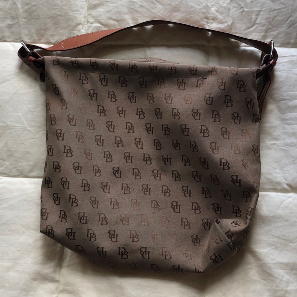 Brown Dooney & Bourke Signature Fabric Hobo